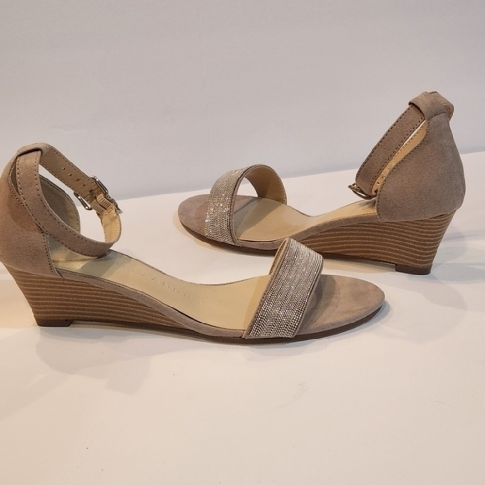 Athena Alexander Enfield Ankle Strap Wedge Stack Sandal 9.5 Spring Wedding